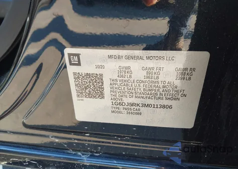 2021 Cadillac Ct4 Luxury z USA, uszkodzony, nr VIN 1G6DJ5RK3M0113806